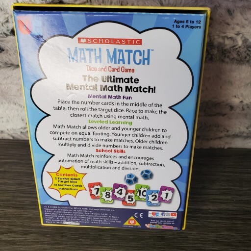 New University Games Scholastic MATH MATCH Dice and Card Game Educational 5 -12