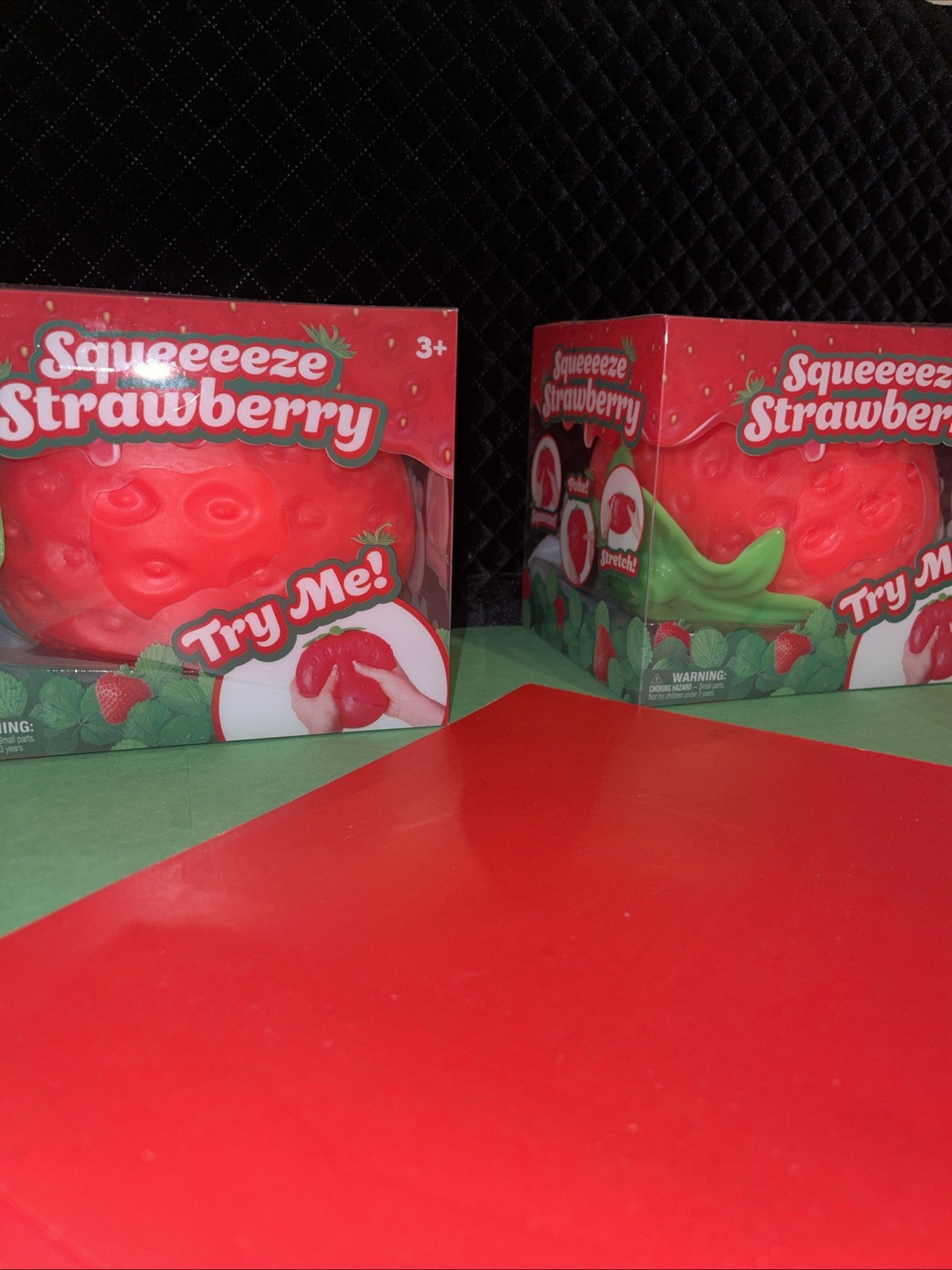 Big Squishy Squeeezy Strawberry Squishy Toy Sensory Sunny Days Lot Of 2