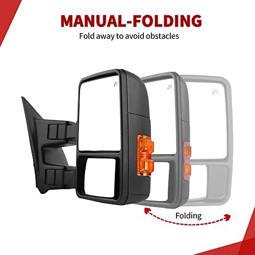 Towing Mirror Compatible with 2008-2016 Amber For 08-16 F250/F350/F450/F550 RH