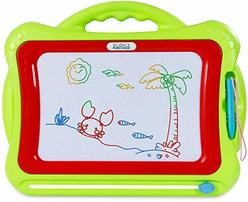 Green Magnetic Drawing Doodle Board, Tethered Pen Writes in Color, Quick Erase