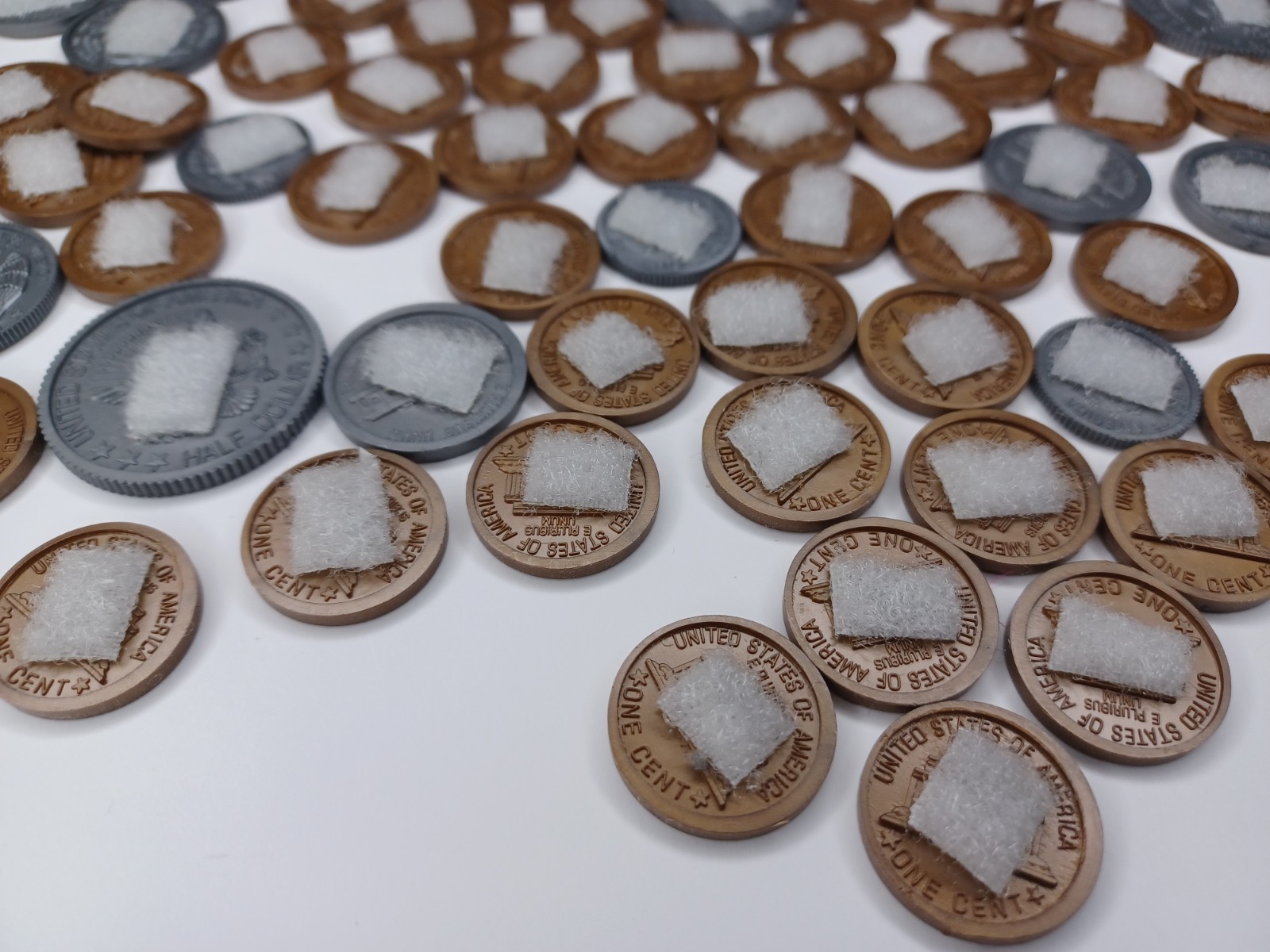 Play Money Coin Lot Of Plastic Coins With Hook & Loop For Felt Board