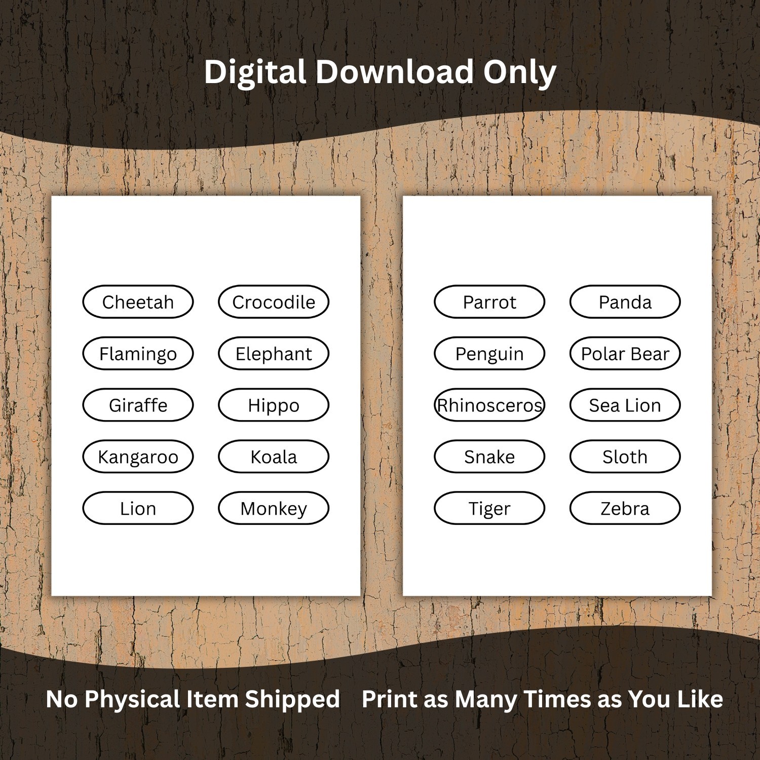 Printable Animal Flash Cards for Kids – Preschool Learning Cards