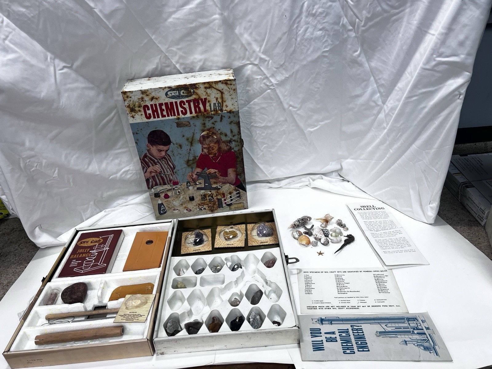 3 1960s Science Kits: Skil-Craft Chemistry & Microscope Remco Weather Station