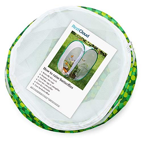 RESTCLOUD Insect and Butterfly Habitat Cage Pop-up Terrarium 12×14 Inch Mesh