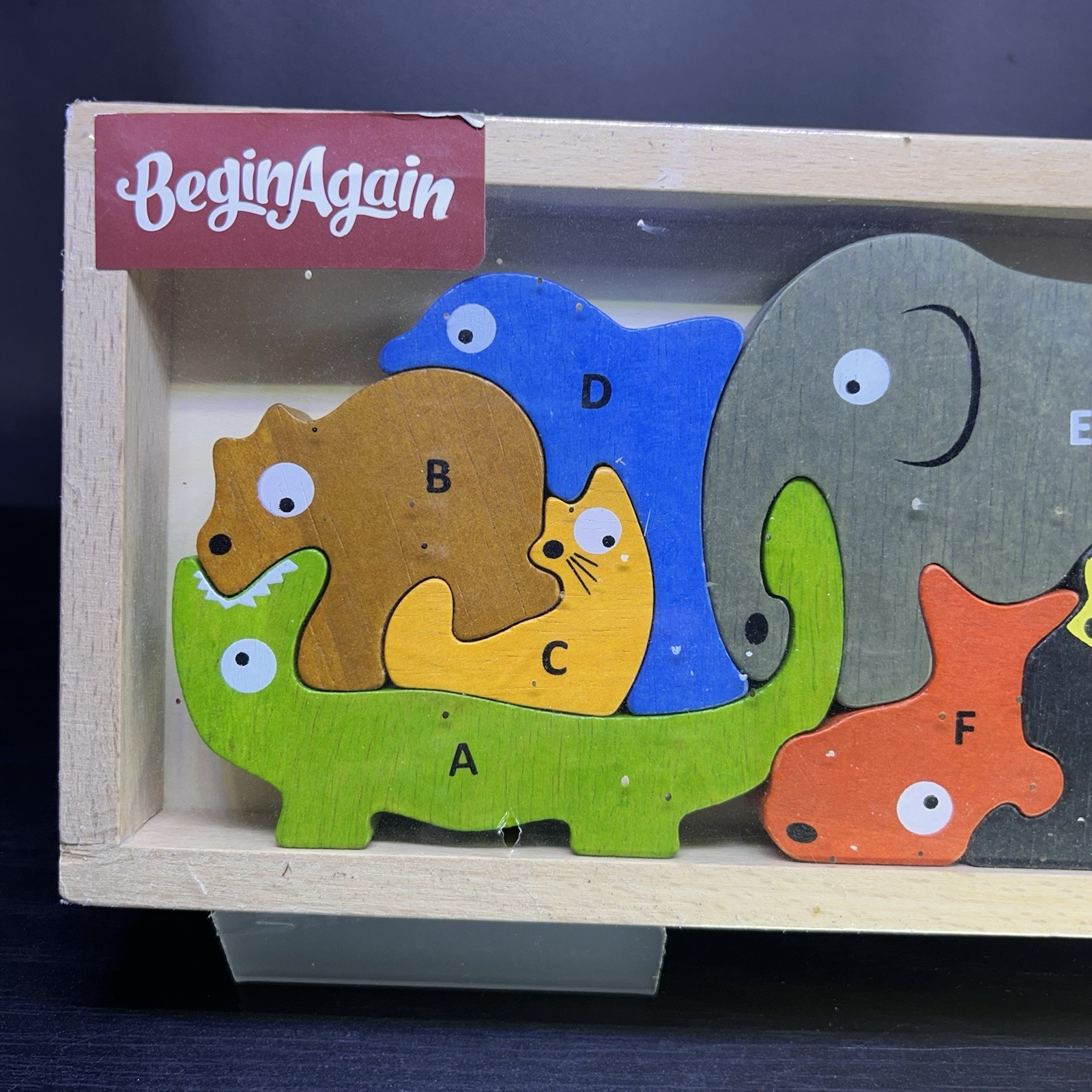 Begin Again Animal Parade AtoZ Rubberwood Puzzle Blocks Toddlers Preschoolers
