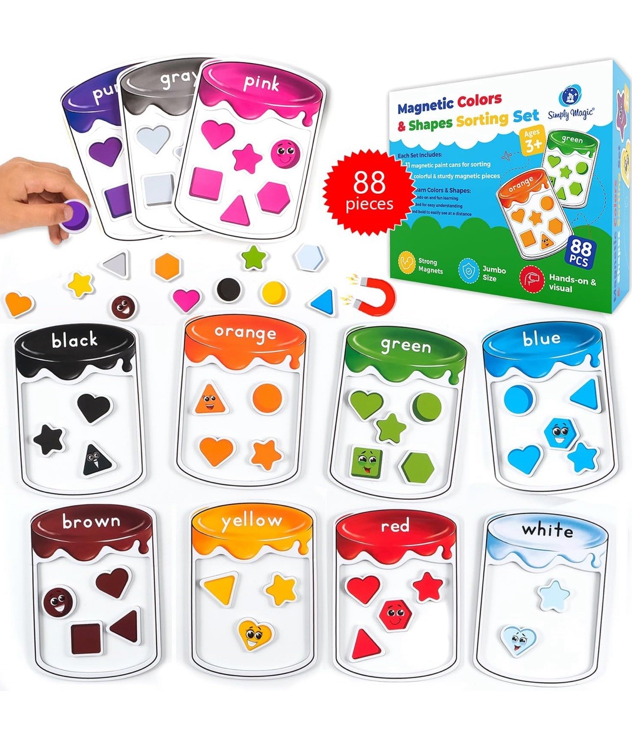 88PCS Magnetic Color Sorting Set Magnetic Shapes & Learning for Kids & Toddlers