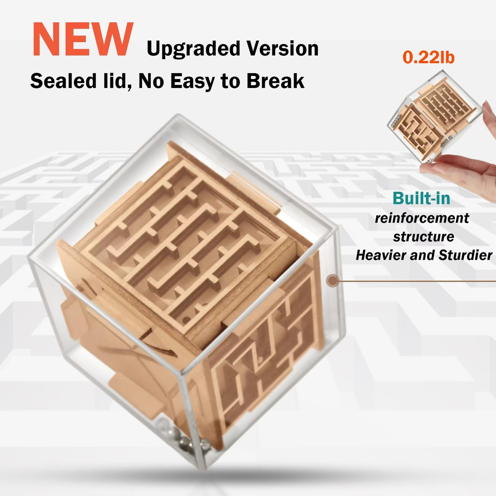 6-Sided Wooden Game Fidget Puzzle Cube Brain Teaser Toy For Kids And Adults