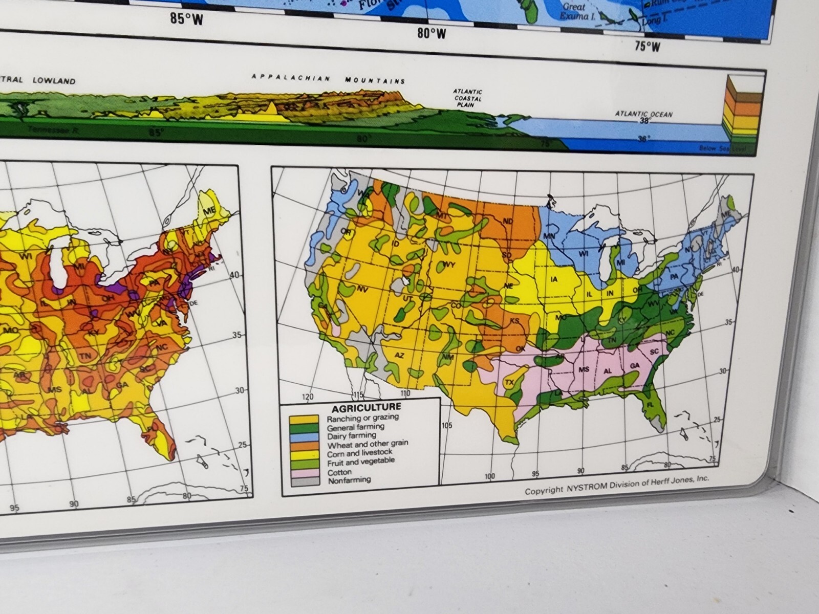 Nystrom Laminated 2 Sided United States Geography Map 22″ X 17″ Homeschool New