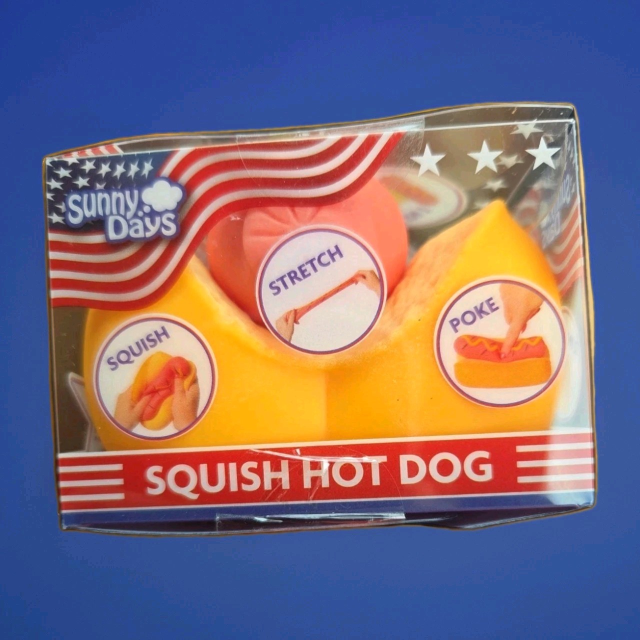 TOYMENDOUS SUNNY DAYS SQUISH HOT DOG Viral Summer Squishy Toy 2026 4th Of July