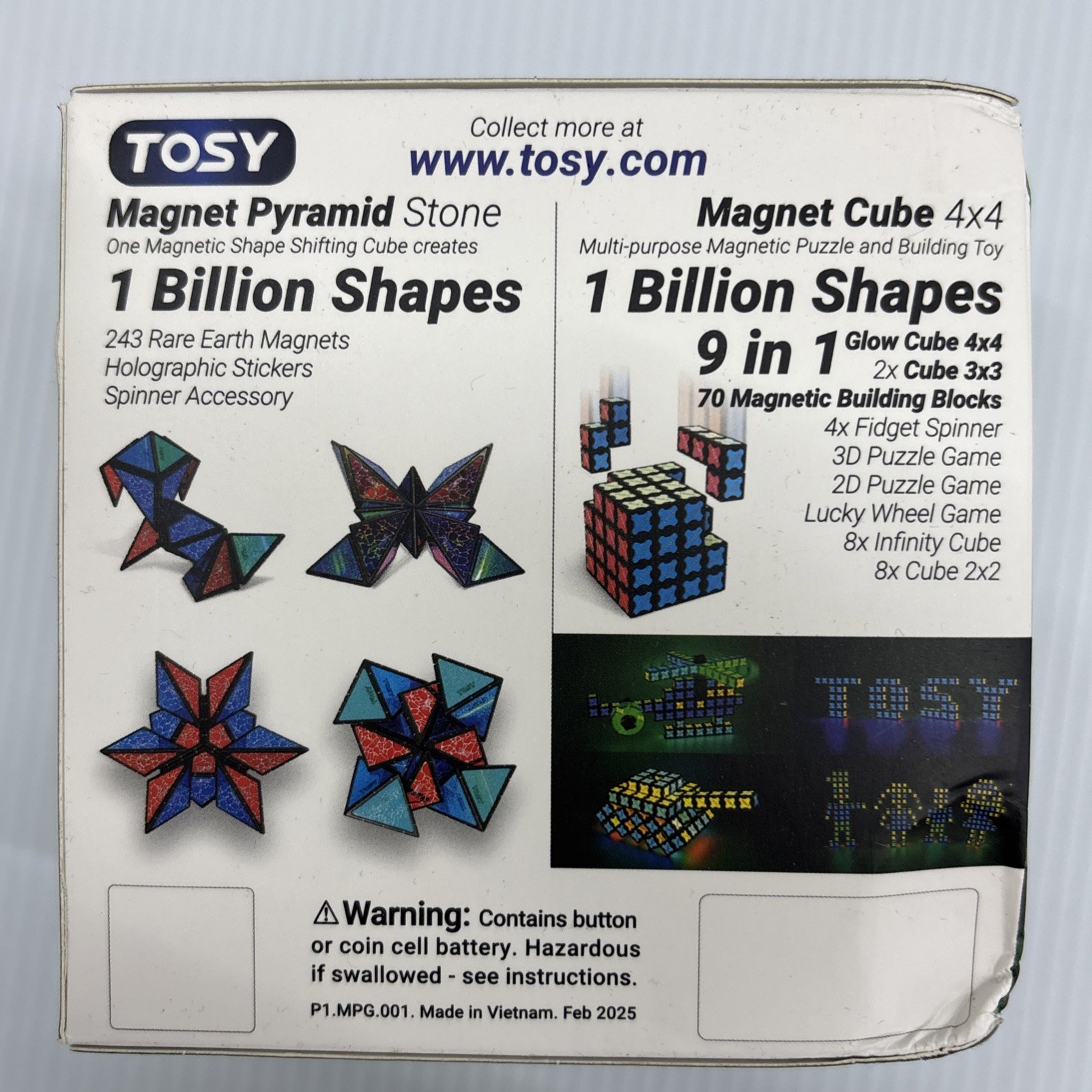 TOSY Magnet Pyramid Glow Magnetic Shape Shifting Cube 1 Billion Shapes