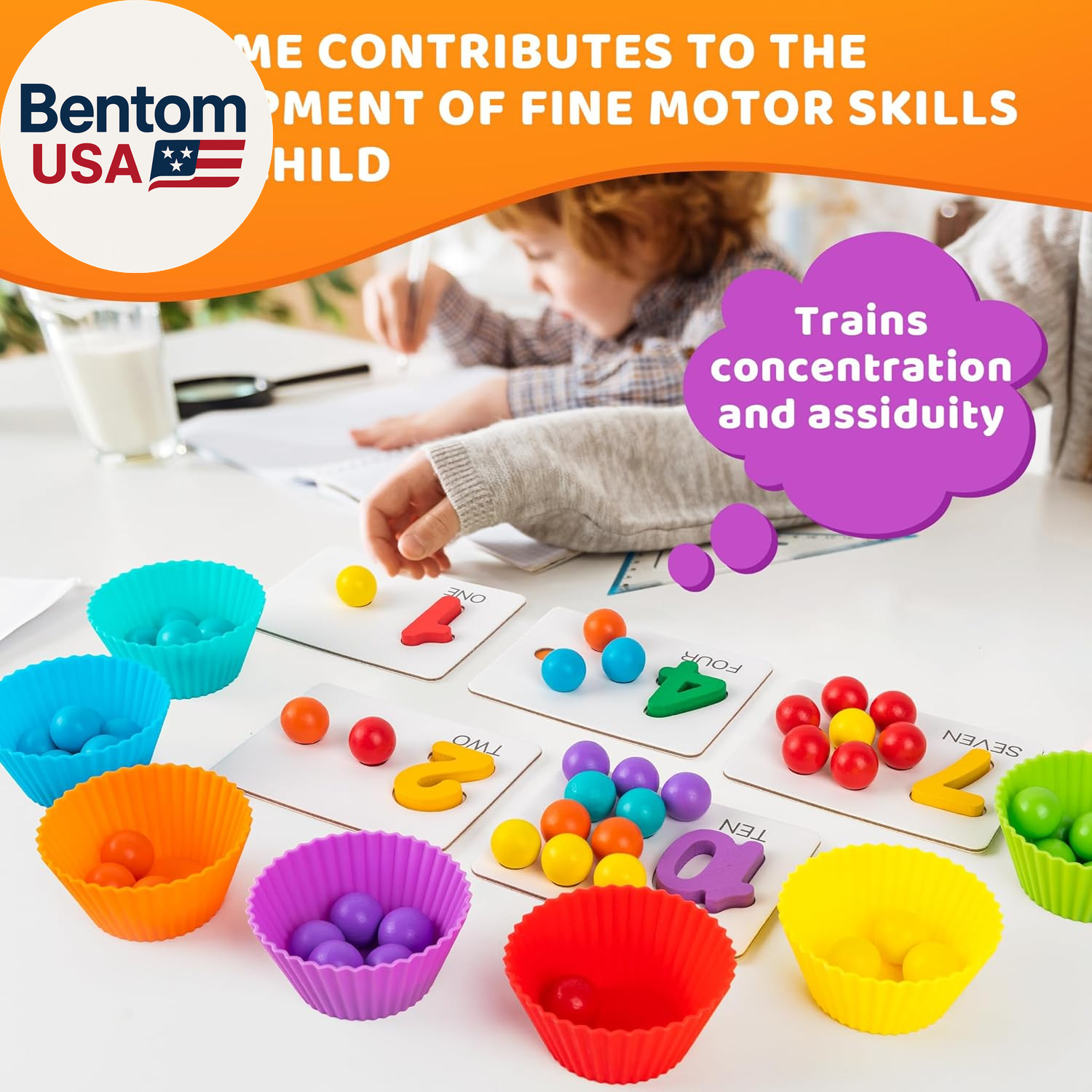 Fine Motor Toys，Wooden Peg Board Bead Game for Toddlers – Rainbow Stacking, Colo