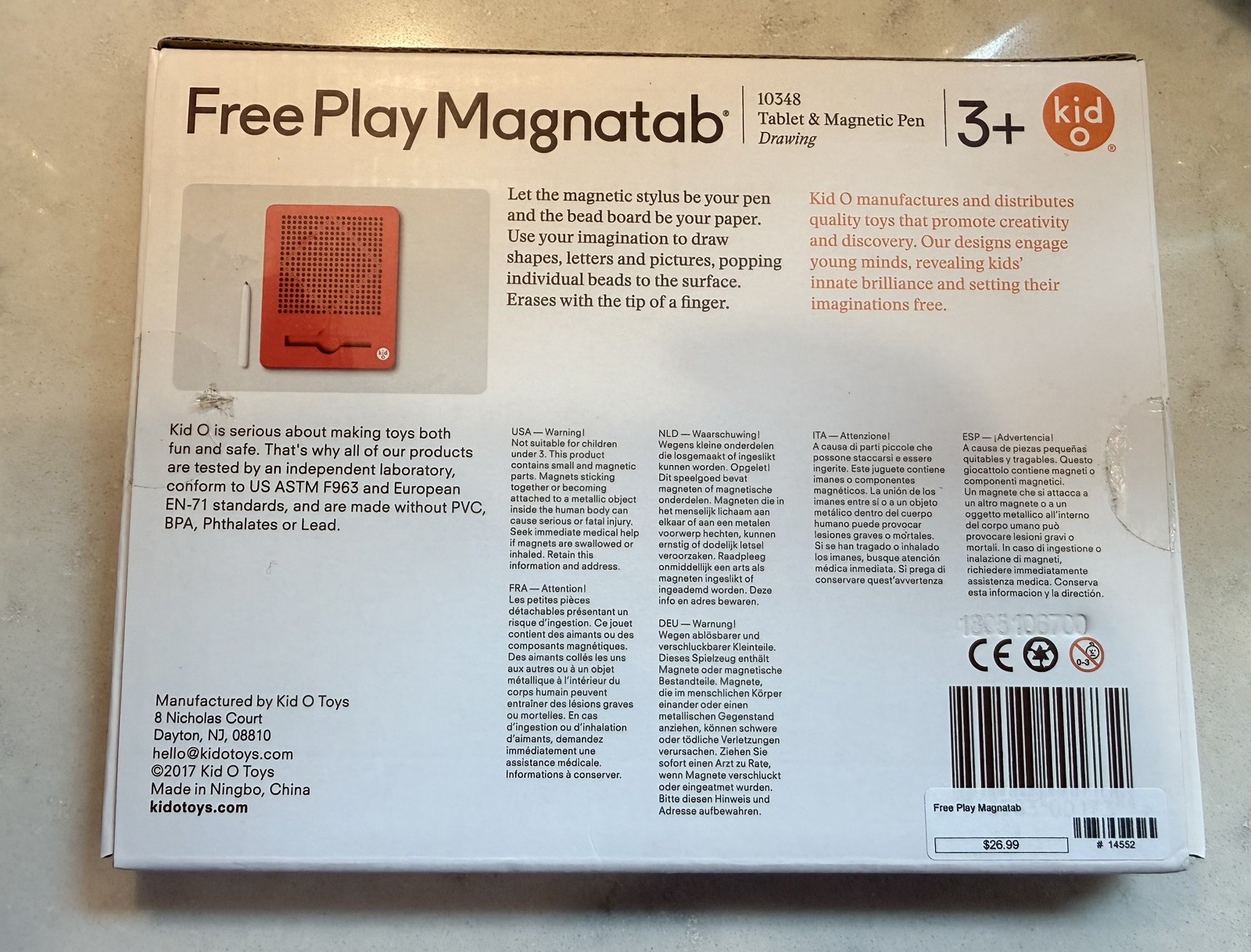 The Original Kid O Free Play Magnatab Tablet & Magnetic Pen for Drawing Red