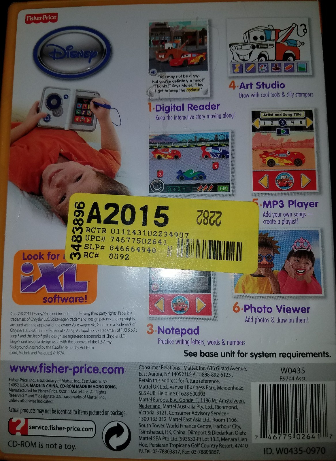 Fisher-Price iXL DISNEY PIXAR CARS 2 Game 3-7 Years [New and Sealed]