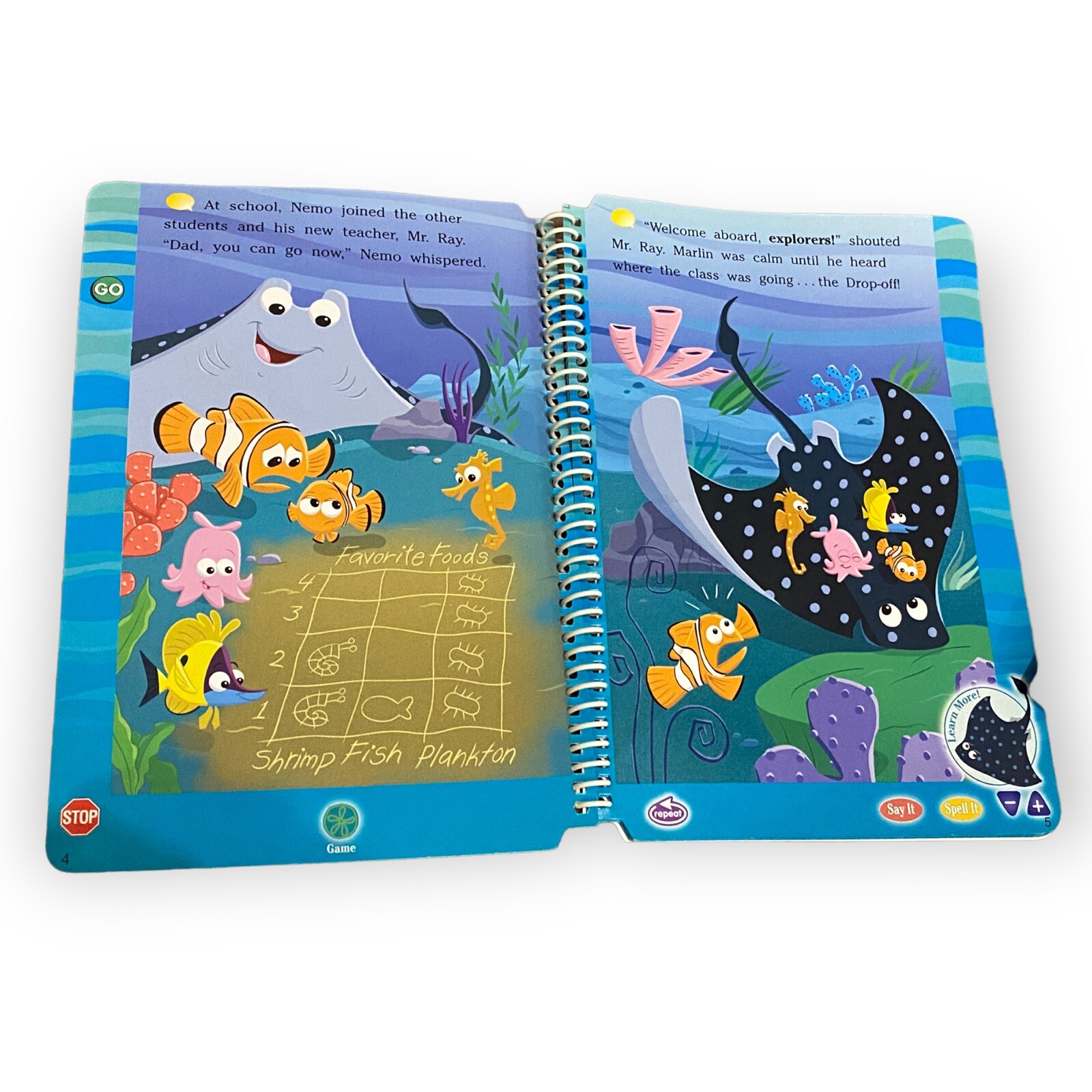 Leapfrog Leap 1 Reading Disney Pixar Finding Nemo Interactive Book w/ Cartridge