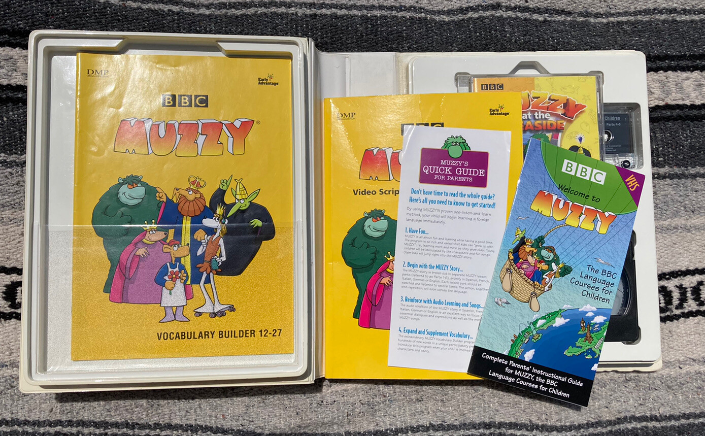Muzzy~Spanish~BBC Language Course For Children~Early Advantage~VHS, CD, Tapes