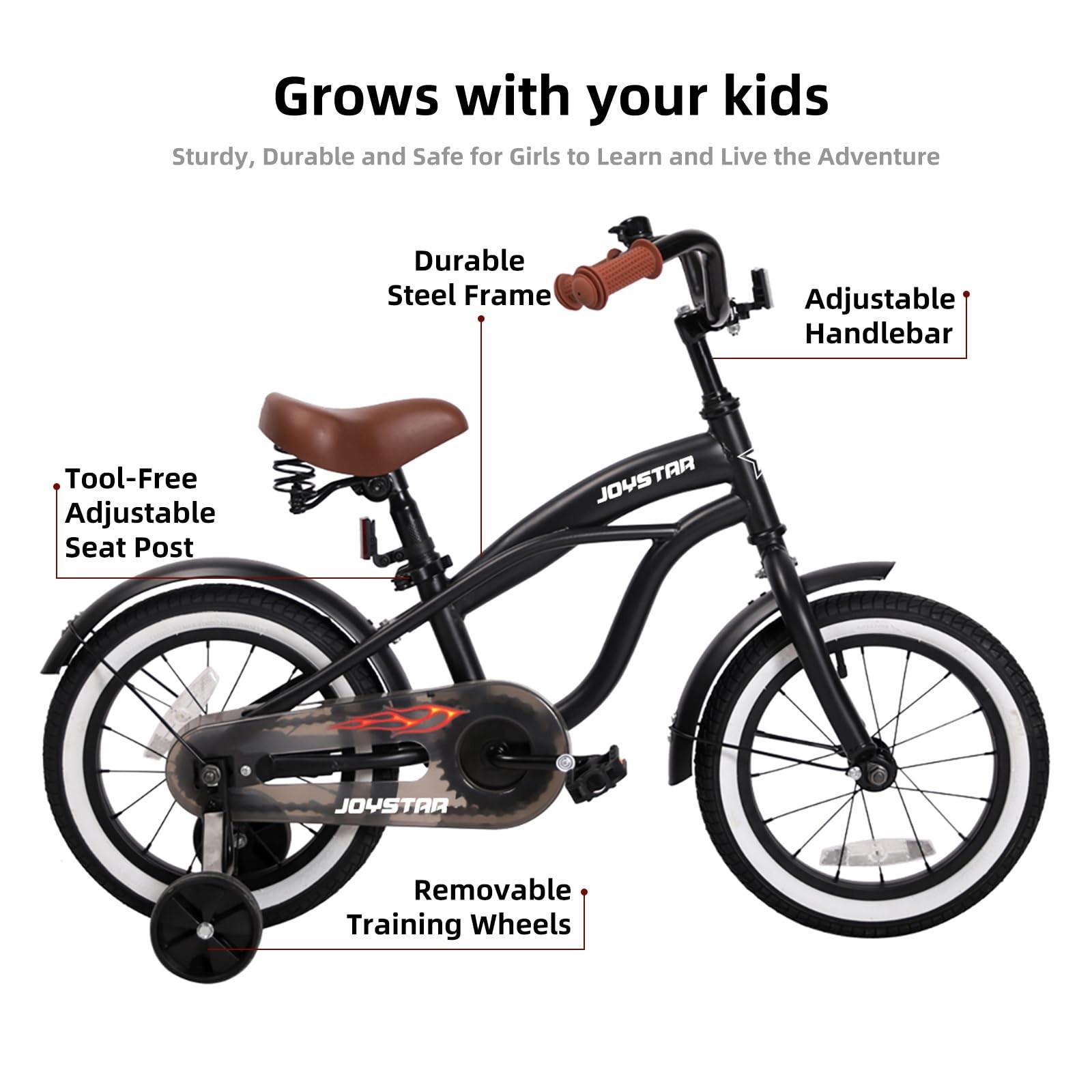 JOYSTAR 12 14 16 Inch Kids Cruiser Bike for Ages 2-7 Years Old Girls & Boys, …