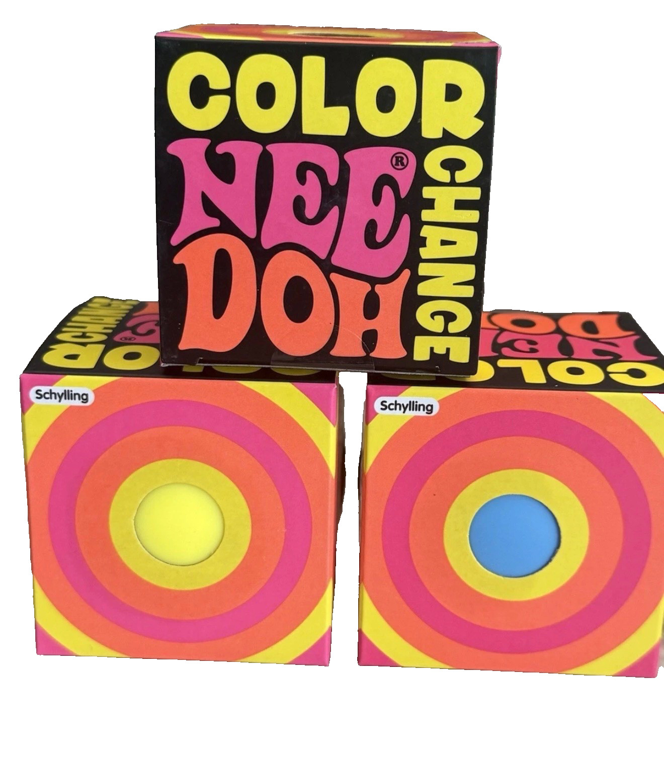 AUTH Schylling NeeDoh Color Change Squeeze Ball Stress Reliever Blue Pink Yellow
