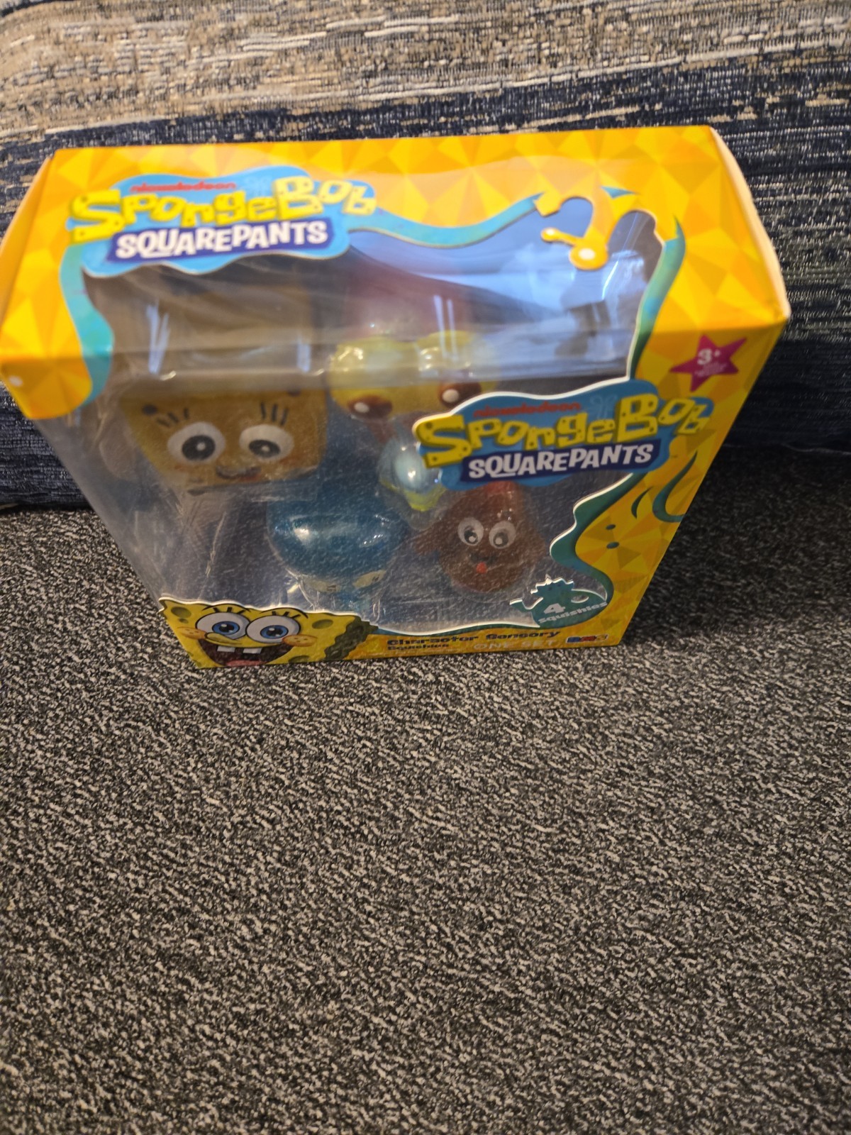 Nicklelodeon SpongeBob SquarePants Character Sensory 4 pack squishies RMS NIB