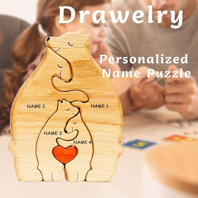 Personalized Bear Family Wooden Puzzle Toy Family Of Bears, Educational Toy DIY