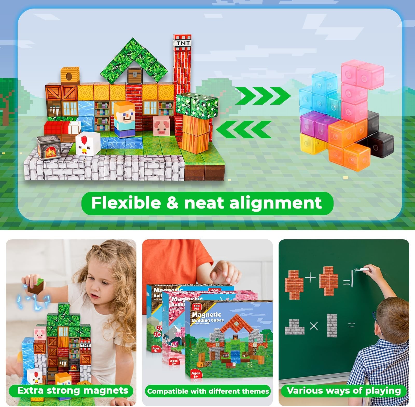 Goody King Magnetic Blocks |100PCS Magnetic Building Cube Game, Constructions…