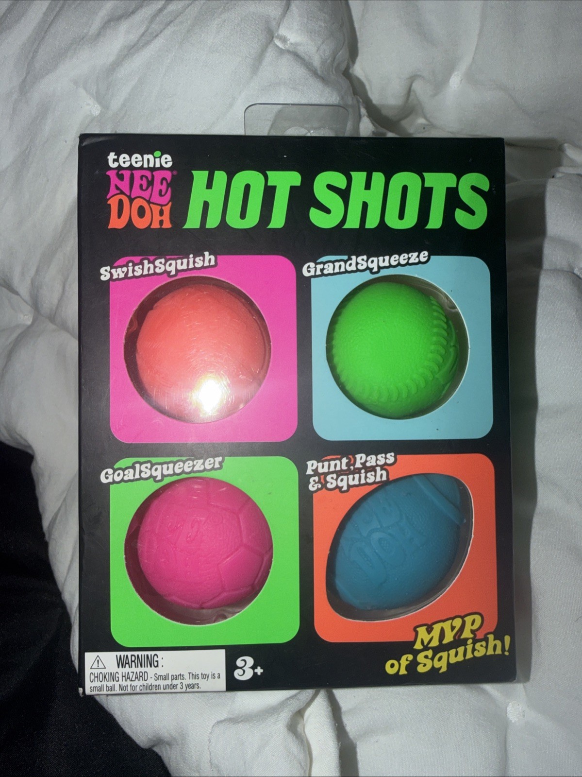 NeeDoh Teenie Hot Shots Squishy 4 Pack Sport Balls Viral NEW