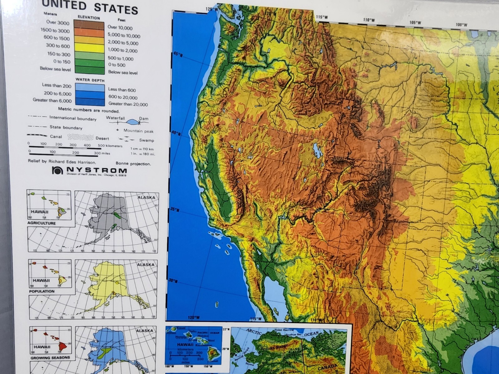 Nystrom Laminated 2 Sided United States Geography Map 22″ X 17″ Homeschool New