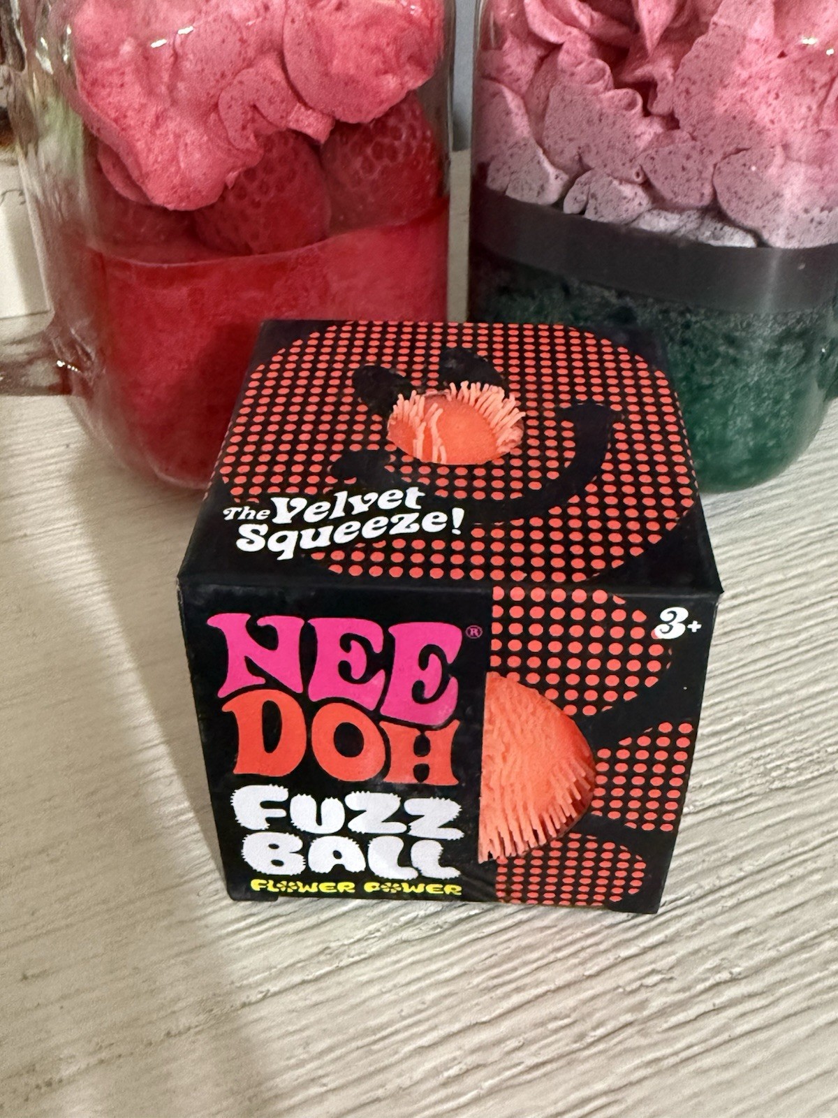 Orange Needoh FUZZ BALL Flower Power Nee Doh Squishy NEE-DOH Fuzzball AUTHENTIC