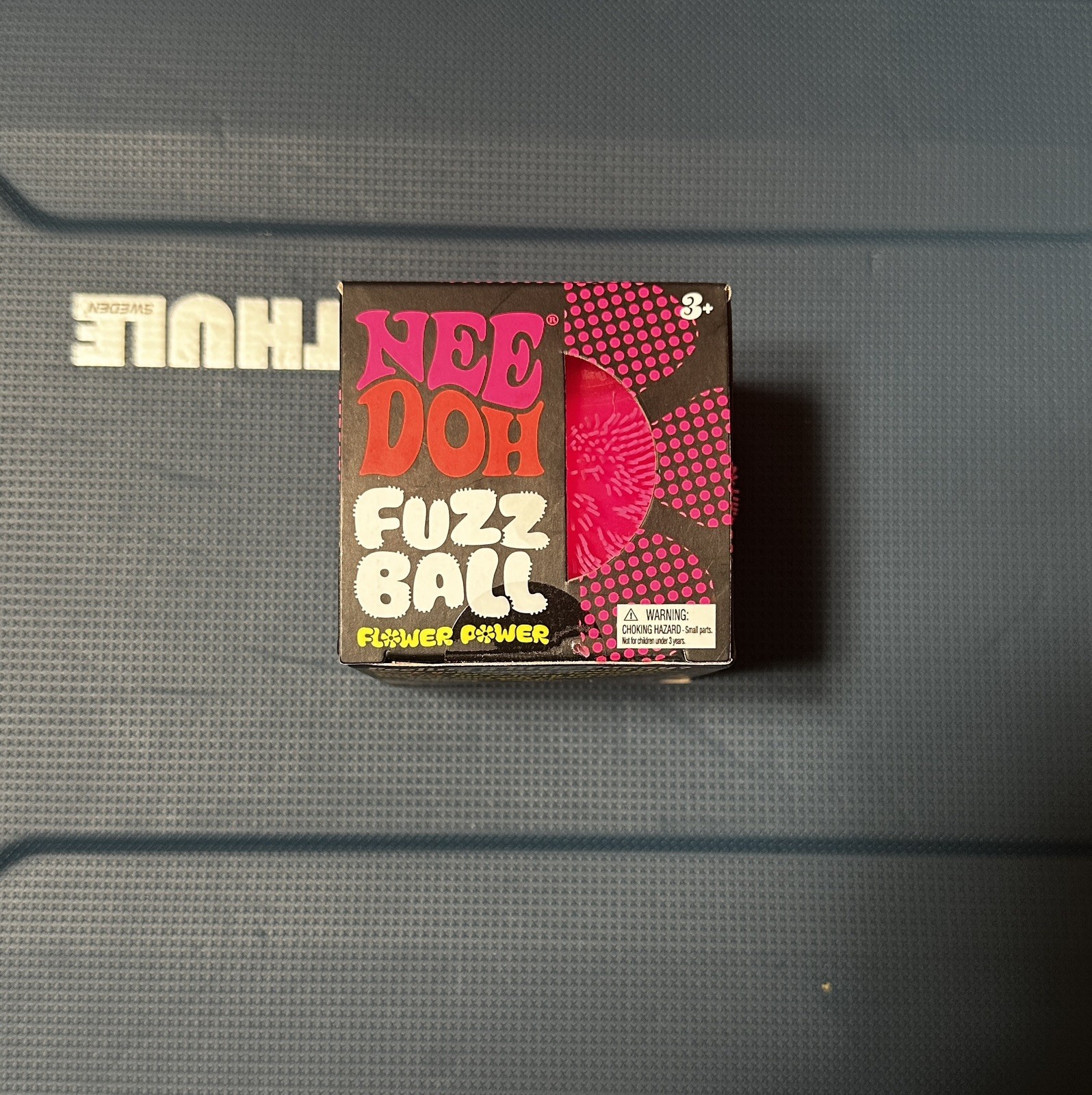 Needoh FUZZ BALL Flower Power Nee Doh Squish Stress Ball NEE-DOH Fuzzball Pink