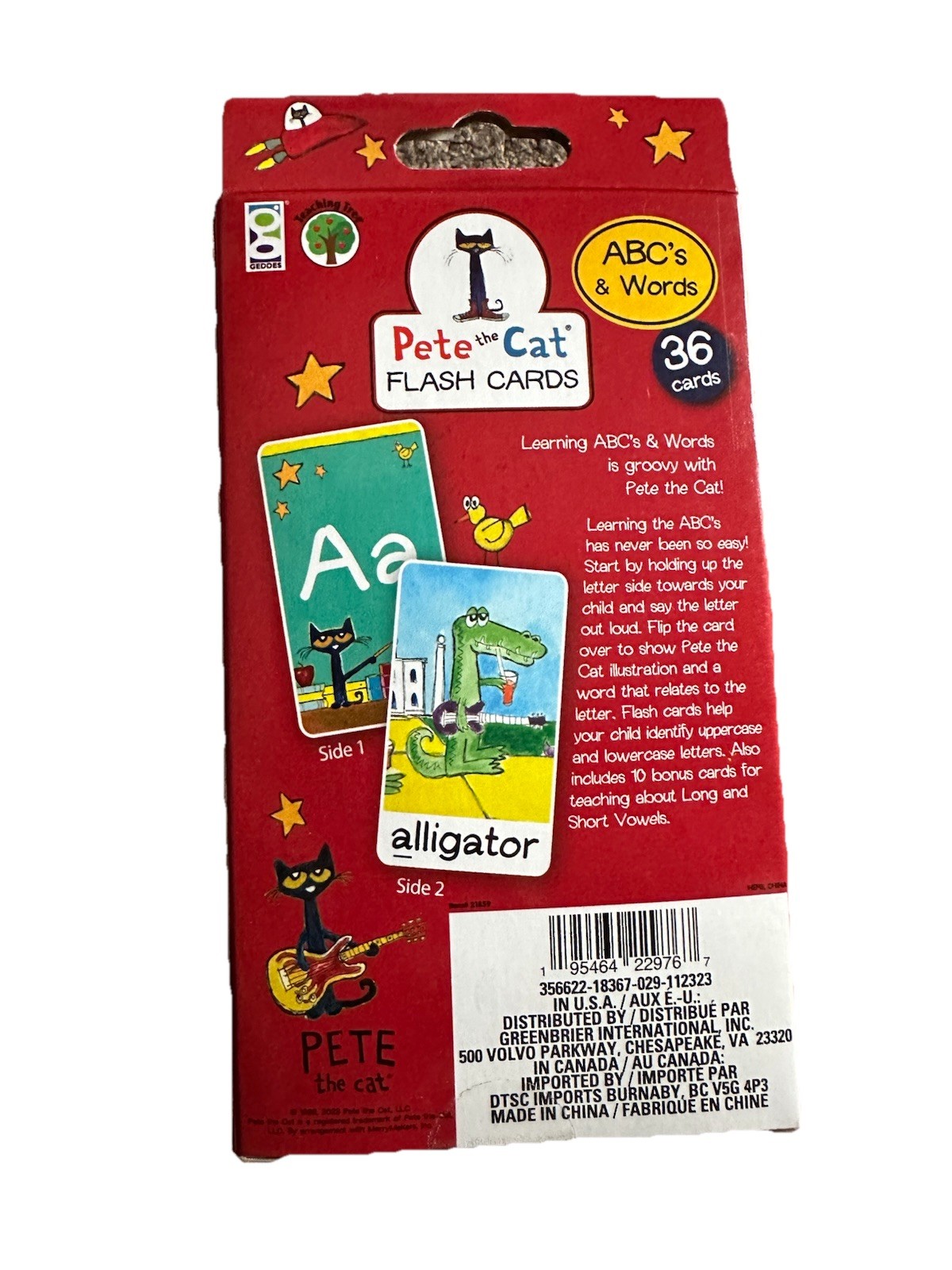 Pete the Cat ABC’s & Words Flash Cards – Ages 3+ – 36 Cards