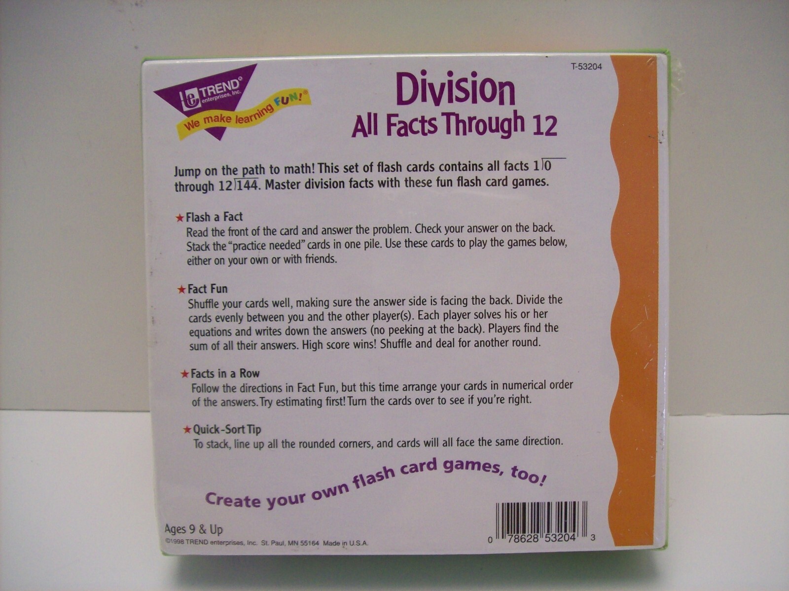 Division Math Flash Cards All Facts Through 12 Trend Enterprises NEW/Sealed