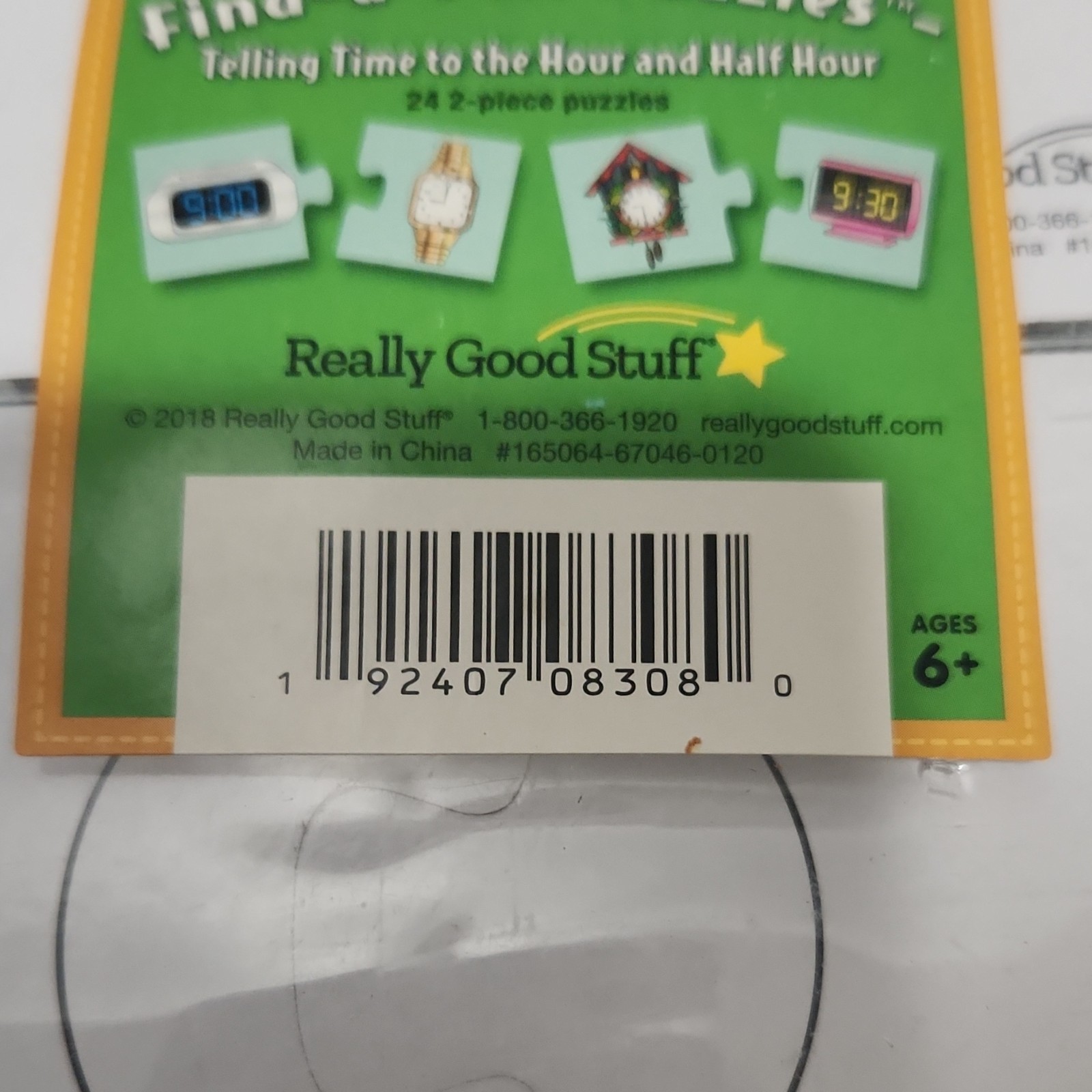 Really Good Stuff Find-a-Pair Puzzles Telling Time Ages 6+, 2018
