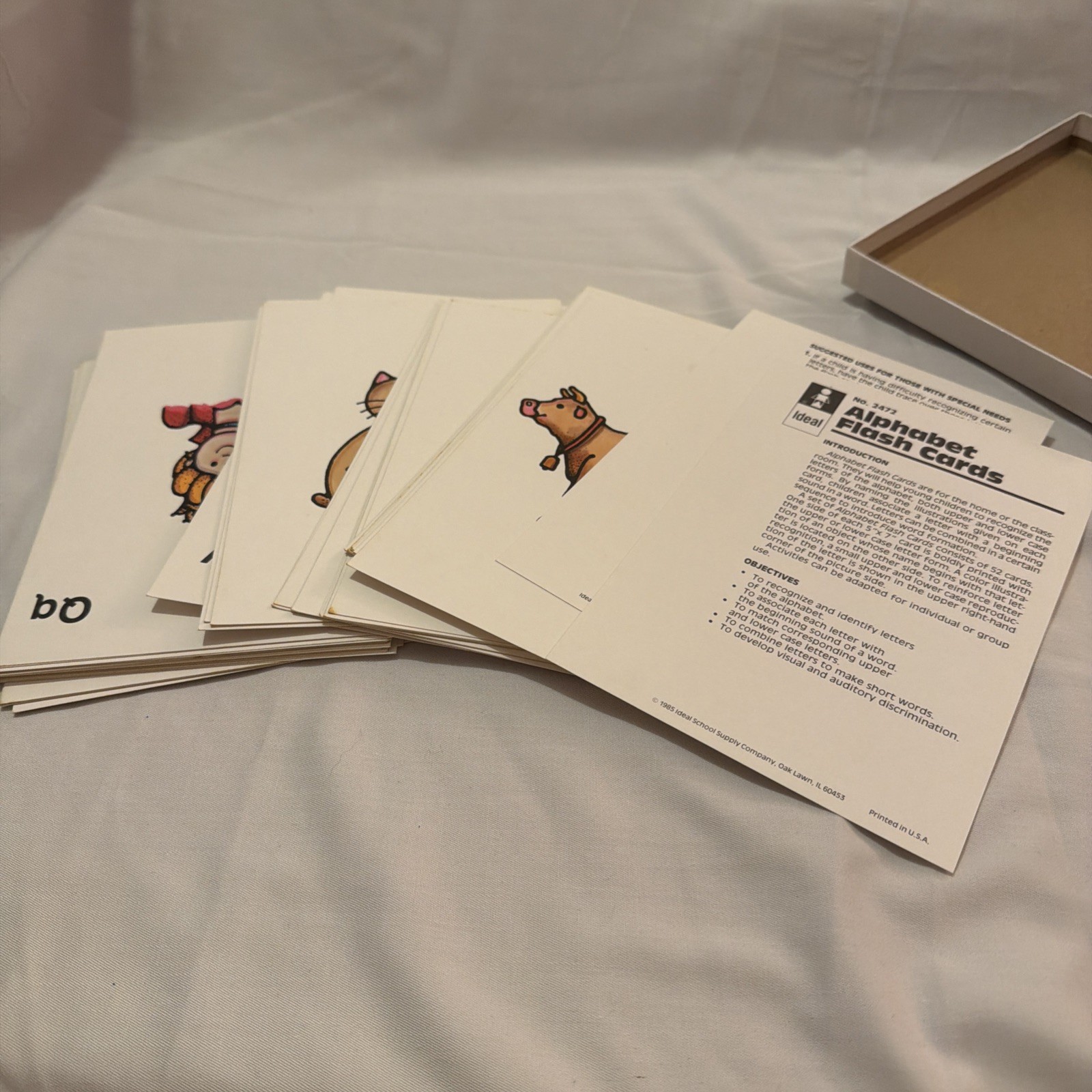 1985 Ideal Alphabet Flash Cards homeschool early learning 52 cards complete