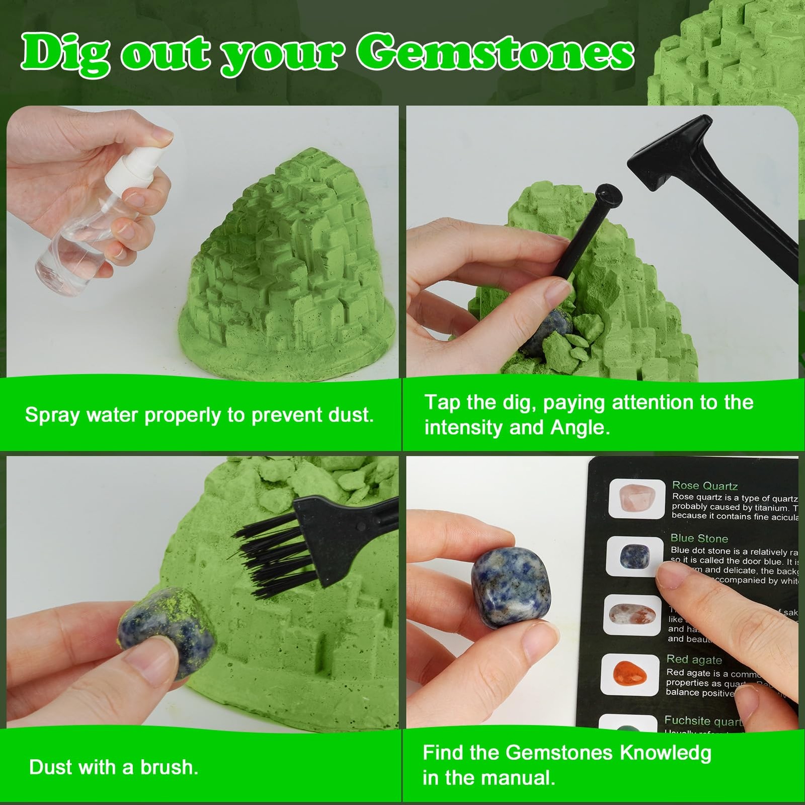 Gemstone Dig Kit (Unique Shape),Great STEM Science Kit for Kids- Excavate Your O