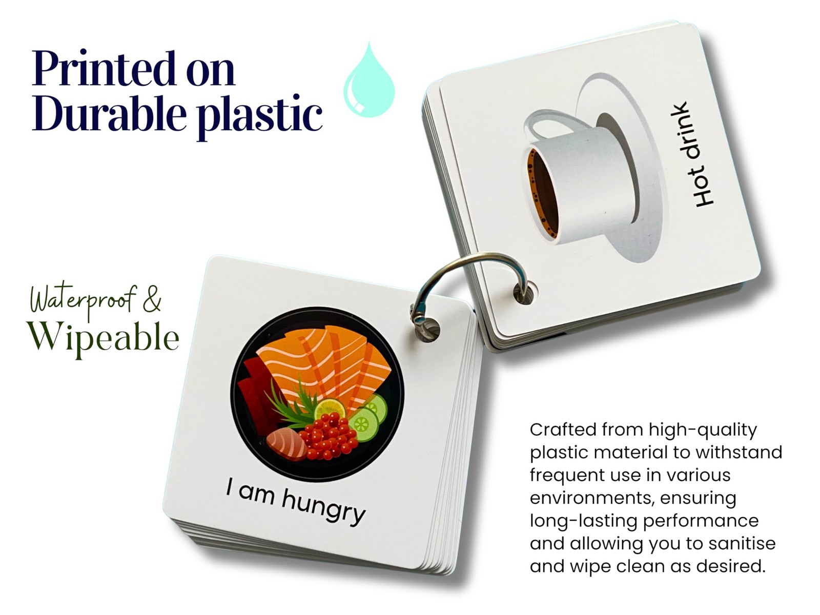 Plastic Communication Cards, 60 Basic Communication, Special Medium, White