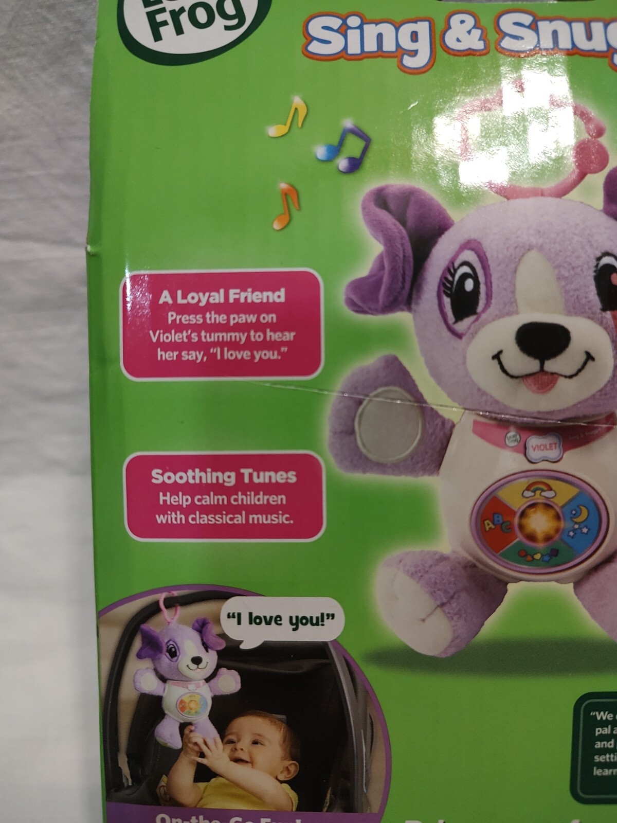 Leap Frog Sing & Snuggle On-The-Go Interactive Plush Puppy 6+ Months VIOLET NEW