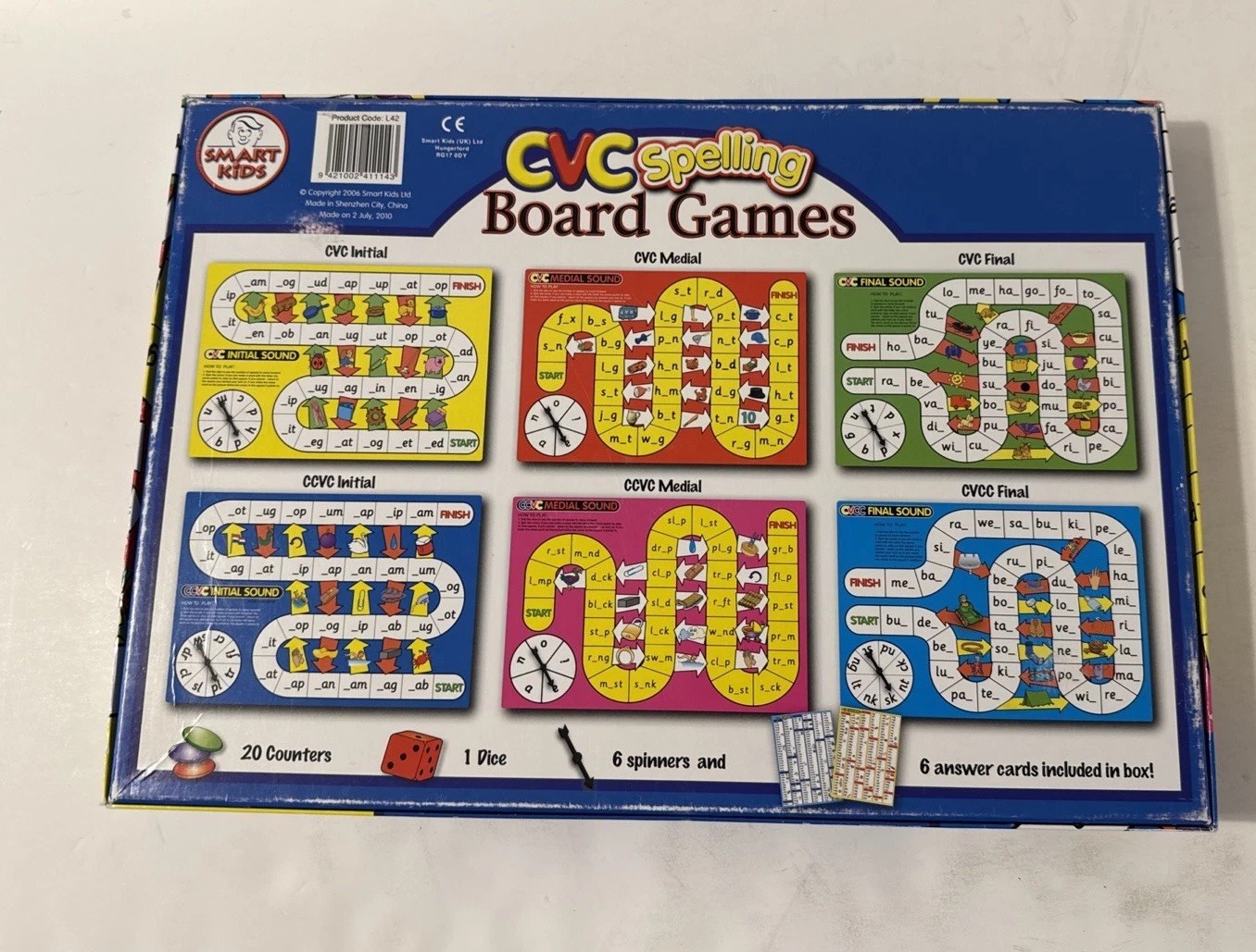 CVC Spelling Board Games by Smart Kids – 2006 Edition – Complete/See Description