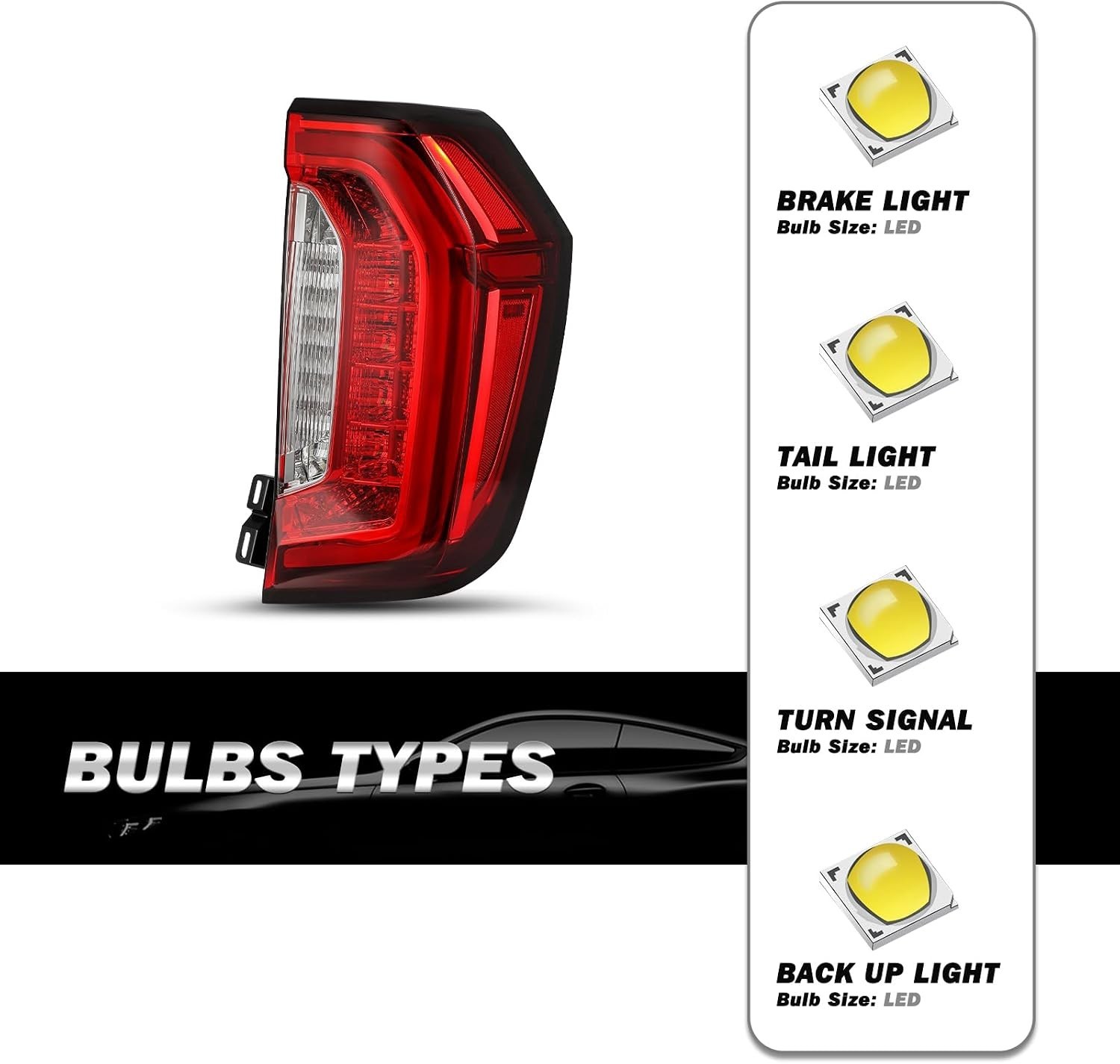 LED Tail Light Assembly for 2021 2022 2023 2024 GMC Yukon XL Denali AT4 SLE S…