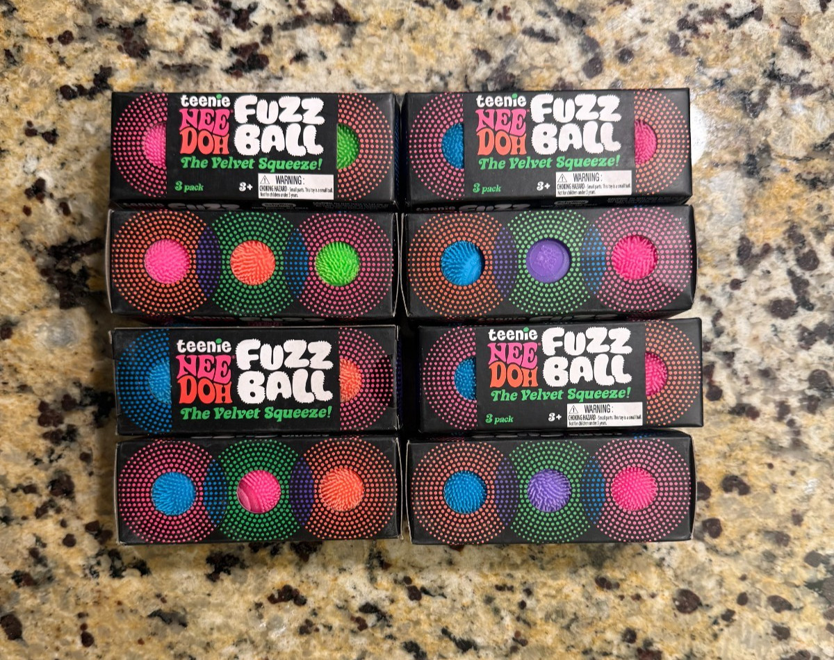 NeeDoh Teenie Fuzz Ball 3 Pack Mini Nee Doh Fuzzball AUTHENTIC Lot Of 8