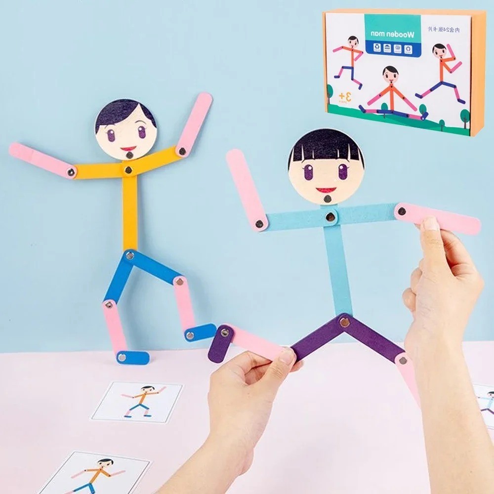 Sport Wooden Man Material DIY Puzzle Toys Boards Educational Game