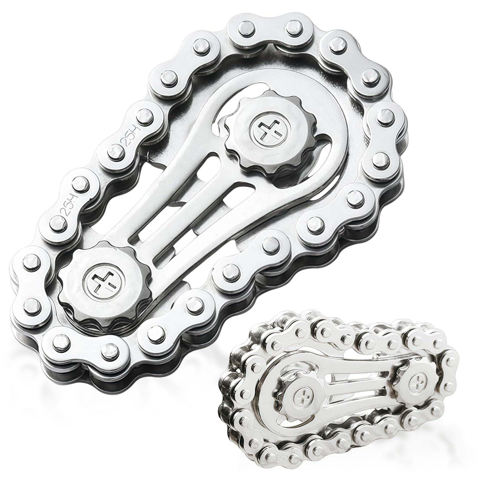 Houlishu Metal Bike Chain Fidget , Sensory Stress Relief Standard, Silver