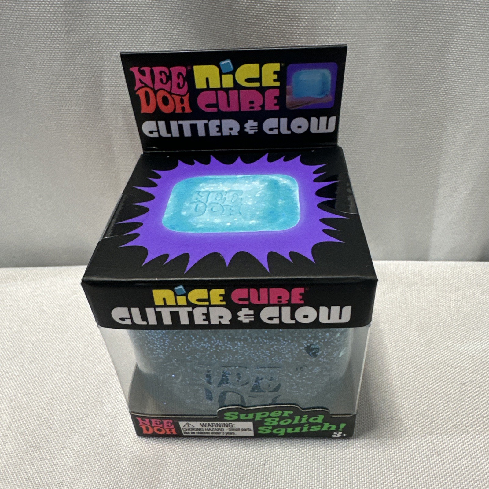 Lot Of 3 NeeDoh Nice Cube Glitter Glow Purple Pink Blue Squishy Toy Nee-Doh NIB