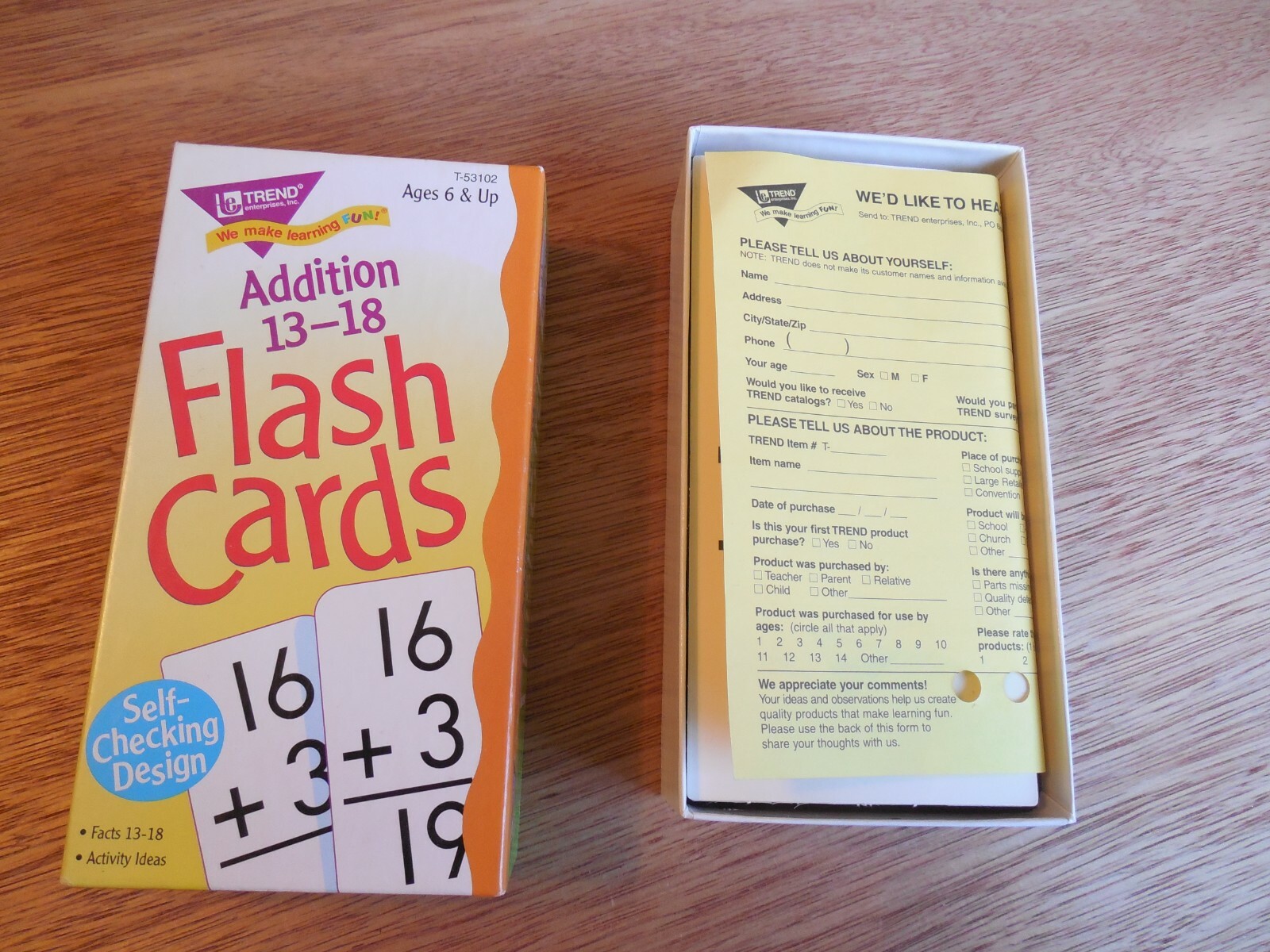 NEW! TREND Addition 13-18 Flash Cards Age 6+ w 99 Self-Checking Cards*Activity