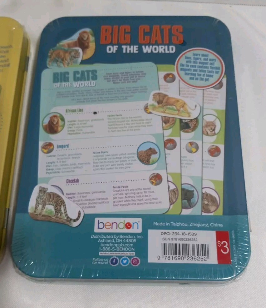 Bendon Word Play & Big Cats Magnetic Learning Activity Lot Of 2 New Unopened