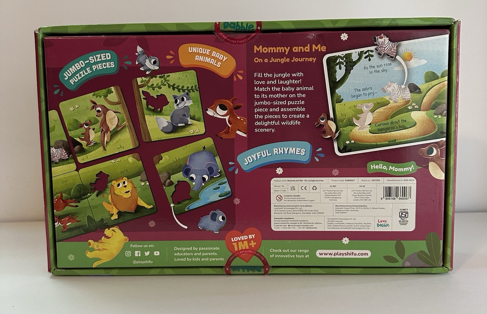 Dabble Mommy and Me Animal Match Up Puzzle Ages 2-4 12 Piece Educational NIP