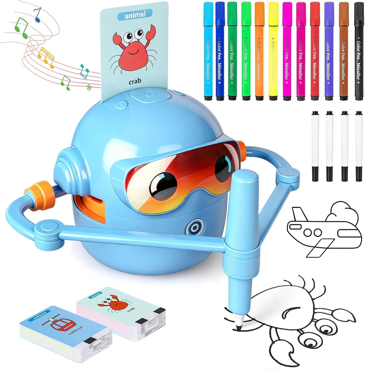Drawing Robot for Kids,Doodle Bot Machine with 100 Standard, Blue