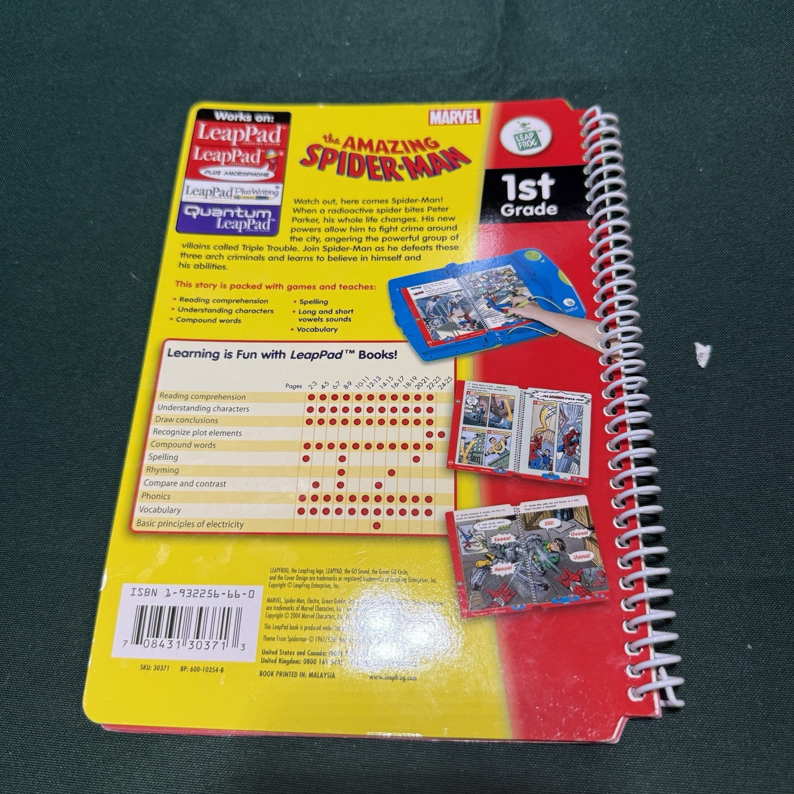 Marvel LeapPad The Amazing Spider-Man 1st Grade Reading Stan Lee Book Cartridge