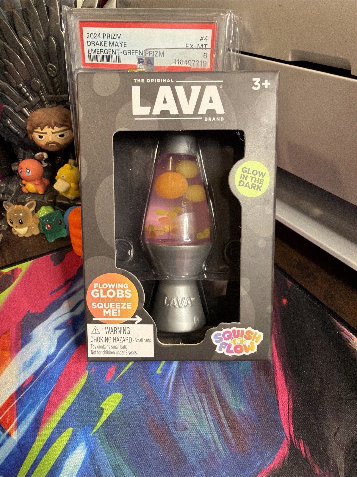 Schylling Lava Squish N Flow Squishy NeeDoh Glow In The Dark Orange Lava Lamp