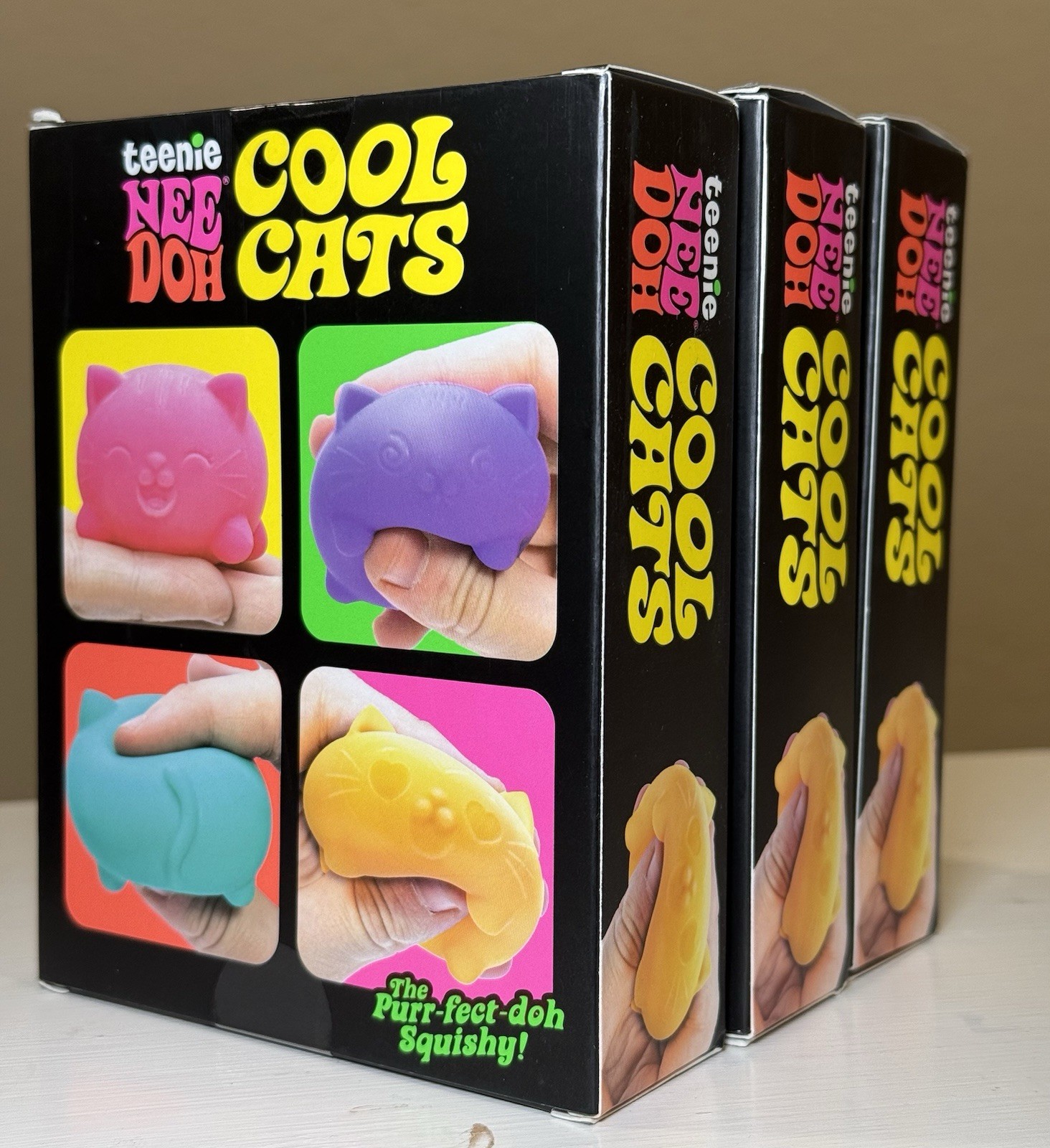 NeeDoh Teenie Cool Cats 4-Pack Schylling Squishy Kittens (LOT of 3)