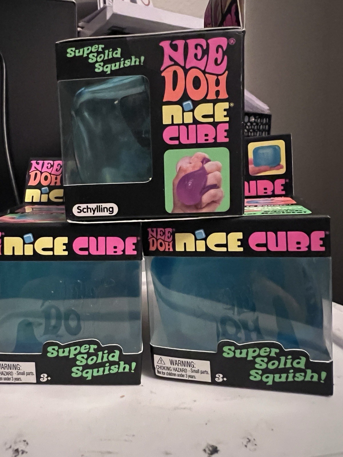 Nee Doh Needoh Nice Cube Blue Ice Super Solid Squish Authentic NEW