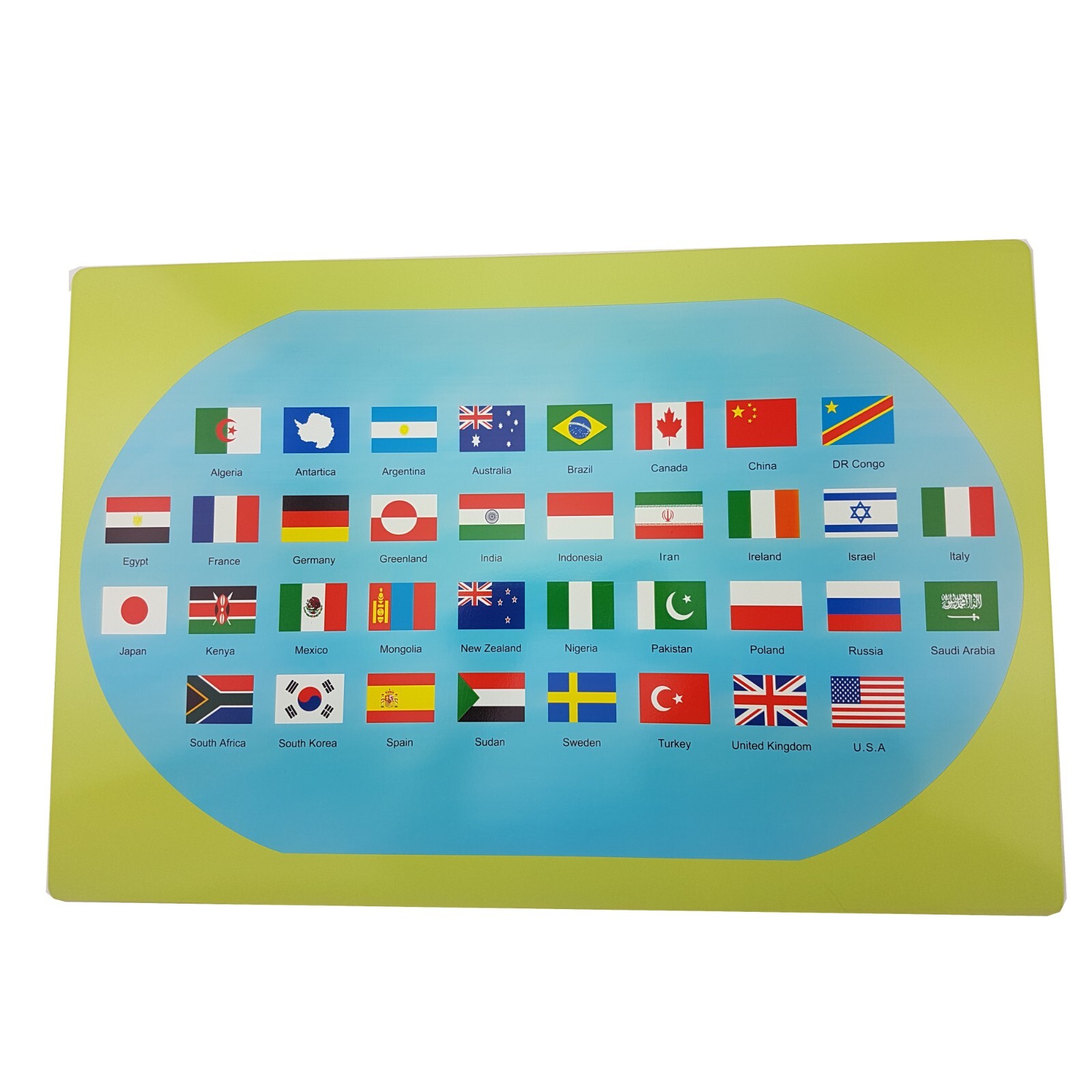World Map, Flags and Stand – MONTESSORI GEOGRAPHY MATERIALS